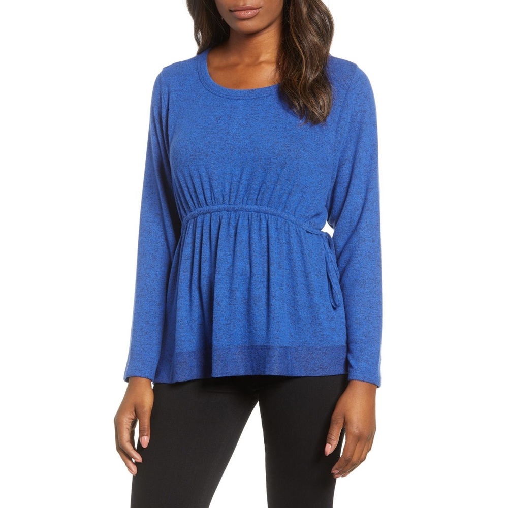 NEW Caslon Cozy Tie Waist Peplum Top